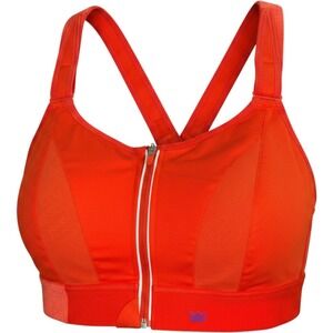 SHEFIT Ultimate Sports Bra Orange High Impact Zip Front Adjustable Size Small
